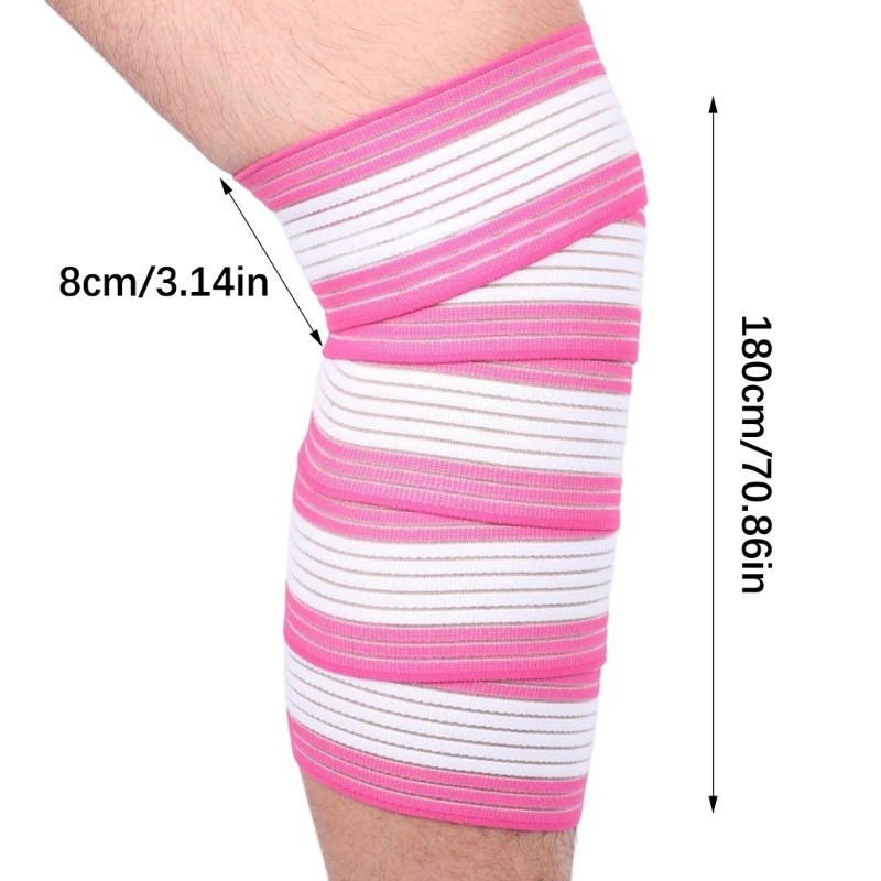 Stretchy Knee Support Strap 180X8cm Elastic Nylon Spandex Bandage For Running