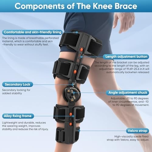 Hinged Knee Brace with Side Stabilizers for Men and Women Black