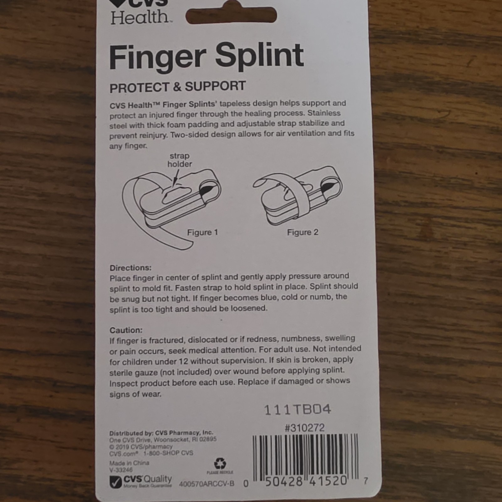 CVS Health Deluxe Finger Splint Protect & Support Adjustable Padded L+M