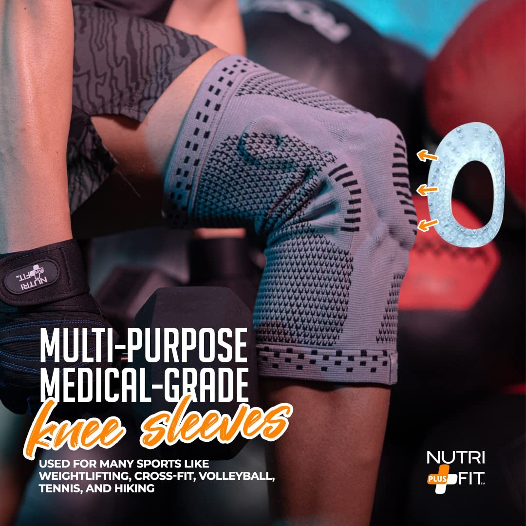 NUTRI PLUS FIT Knee N Compression Sleeve With Medical Grade Medium, Gray