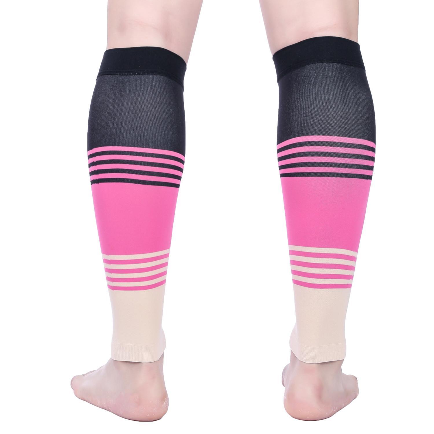 Doc Miller Calf Compression Sleeve 1Pair 20-30mmHg Varicose Veins BLACK/PINK/TAN