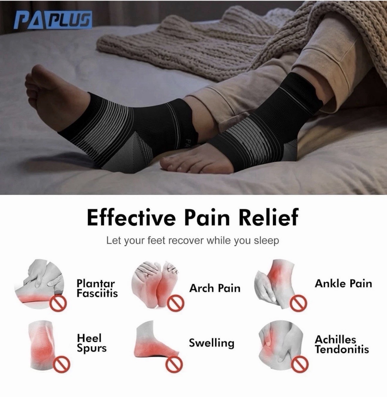 Plantar Fasciitis Socks 2 Pair Compression Achilles Arch Support Women Size 5/6
