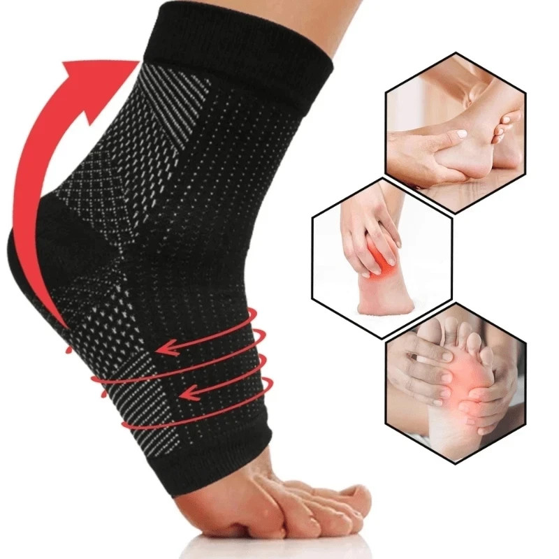 1Pairs Compression Toeless Socks Ankle Brace Support Fasciitis Pain Foot Relief