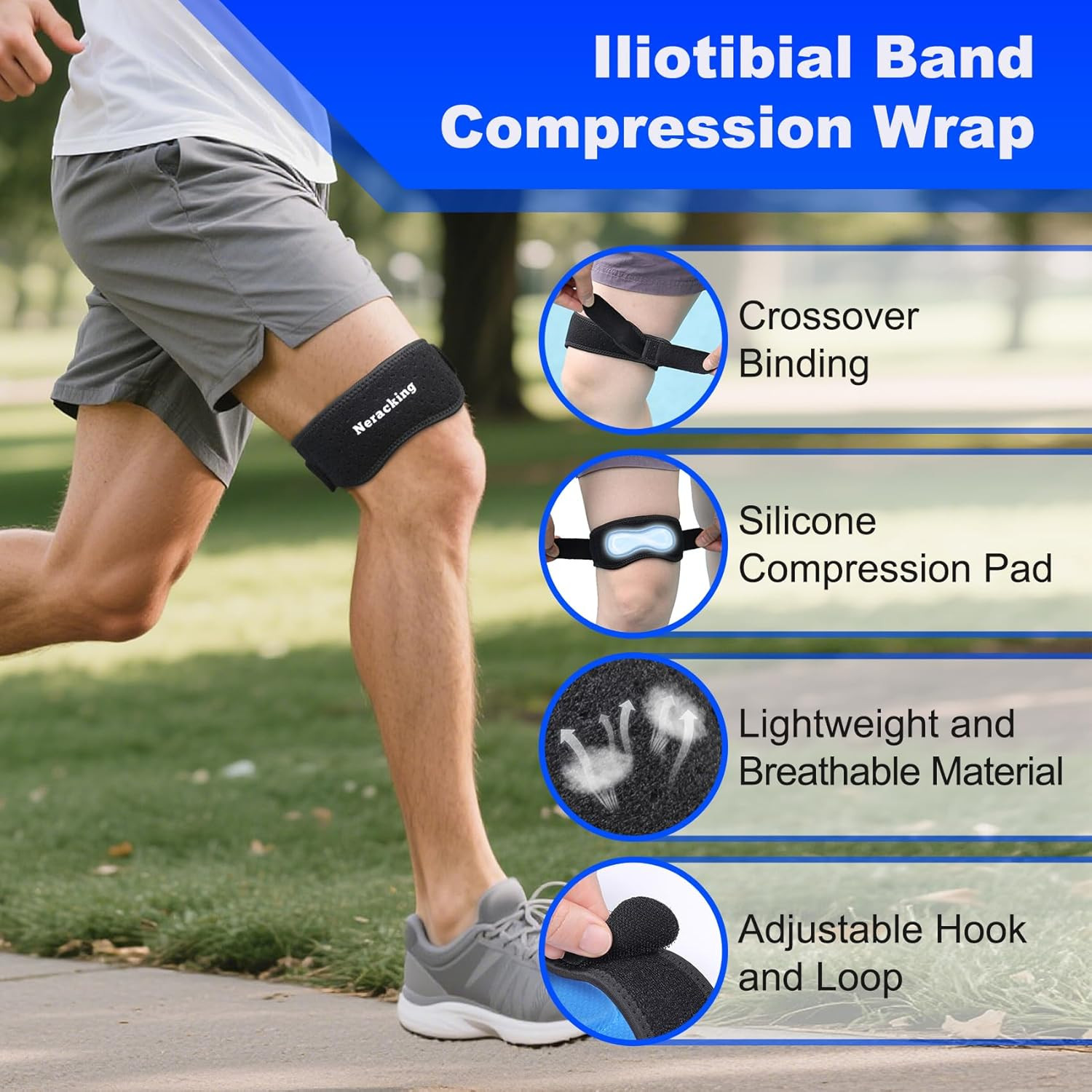 Neracking IT Band Strap, Adjustable IT Band Relief, Iliotibial Band Compression