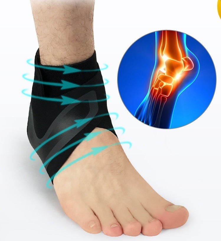 Ankle Support Brace Compression Stabilization Sleeve Black M 2pcs Left Right