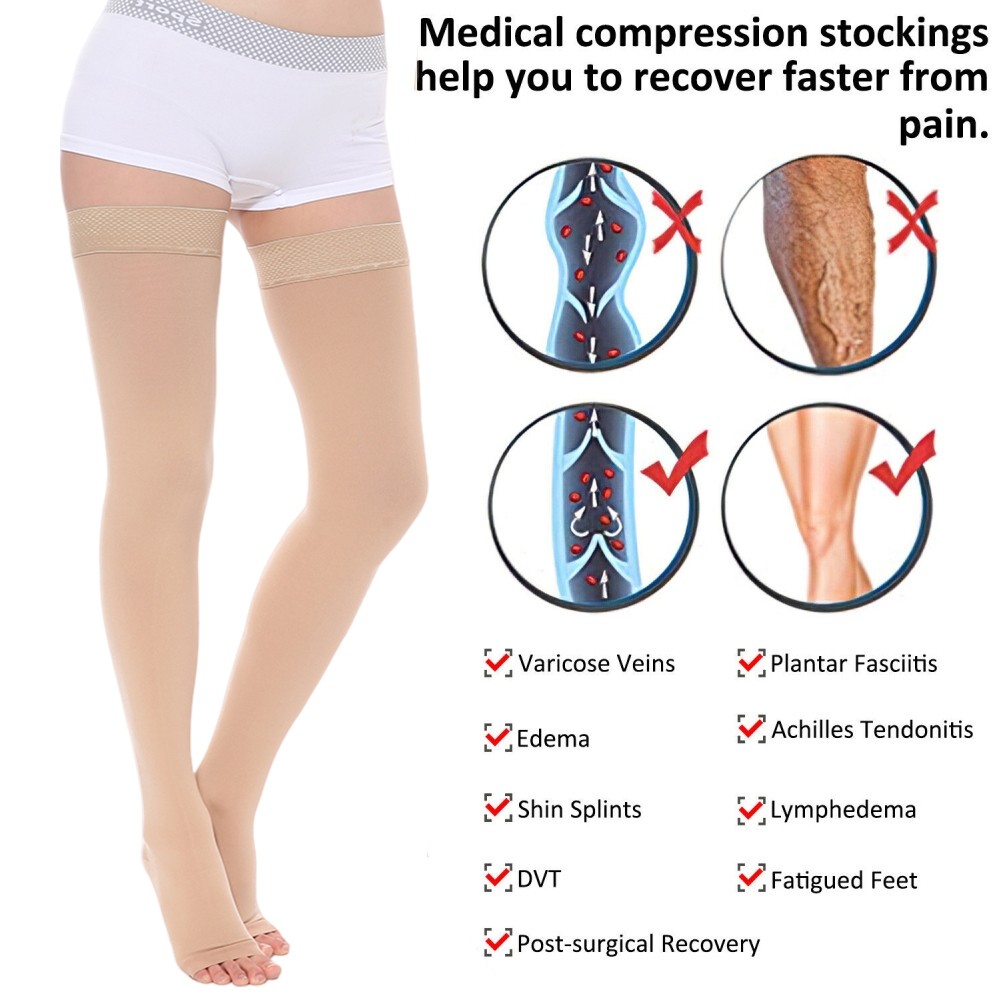 1Pair Compression Socks 20-30 ThighHigh Support Stockings Medical Varicose Edema