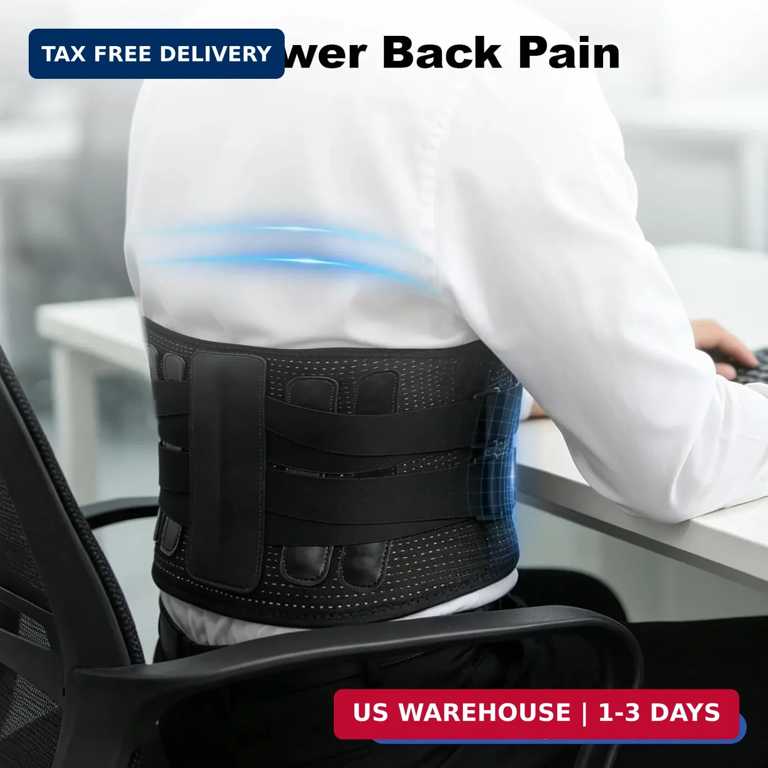 Back Brace, Adjustable Lumbar Support Belt for Men and Women | Heavy Duty Compre