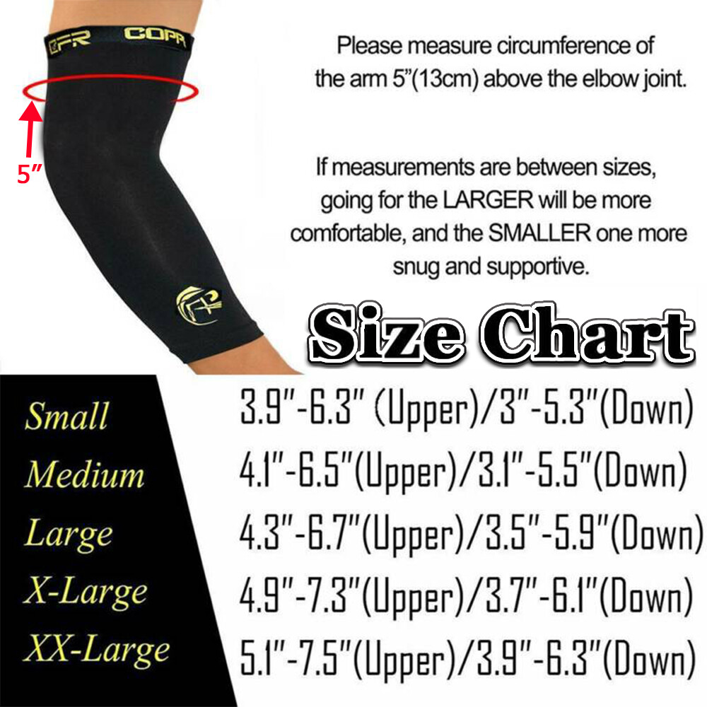 Copper Elbow Brace Support Compression Arm Sleeve Arthritis Joint Pain Fitness