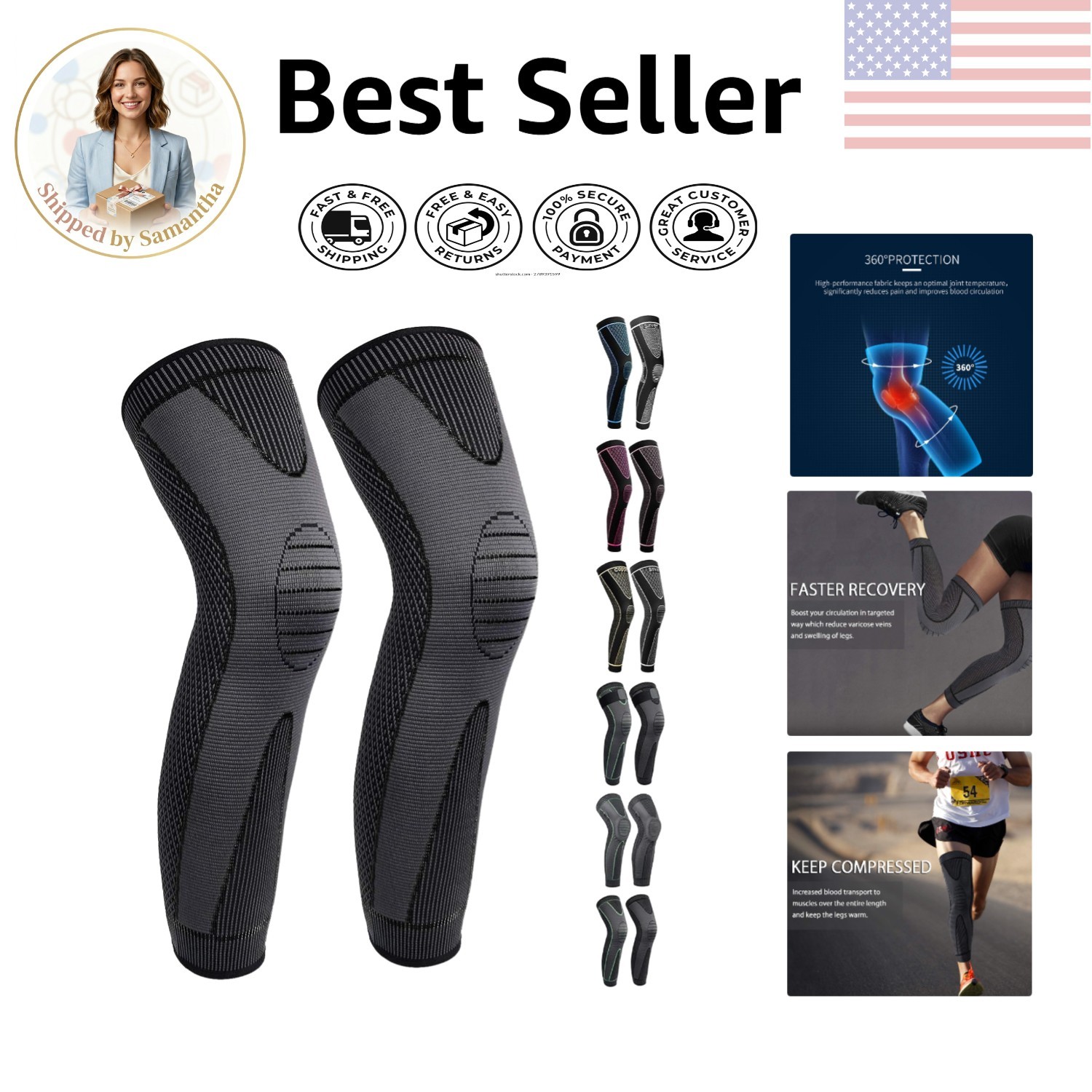 Ergonomic Compression Leg Sleeves for Men and Women – Ultimate Sports Support