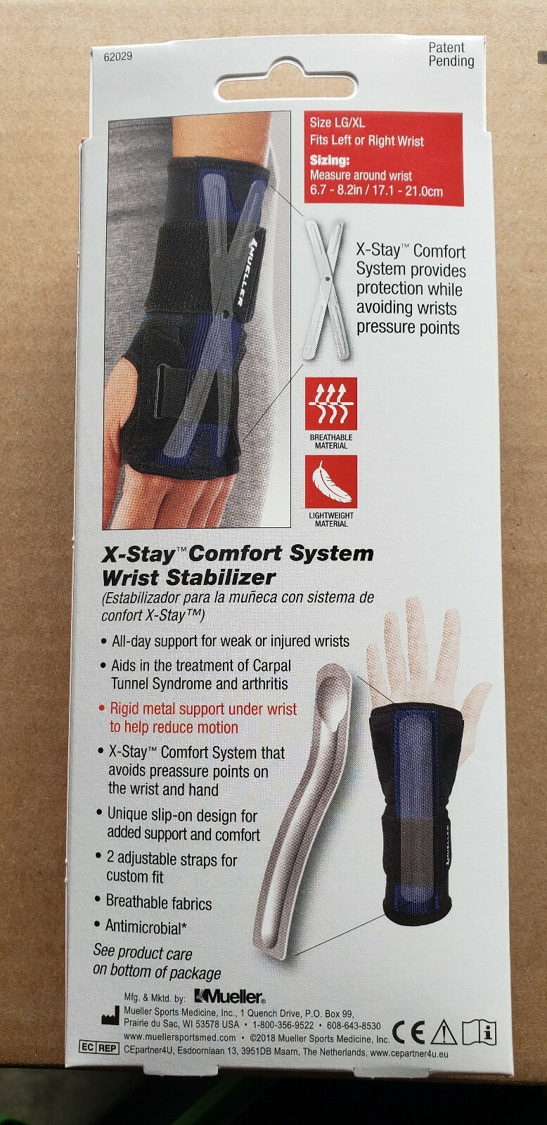 Mueller Adjustable Wrist Stabilizer LG/XL X-stay
