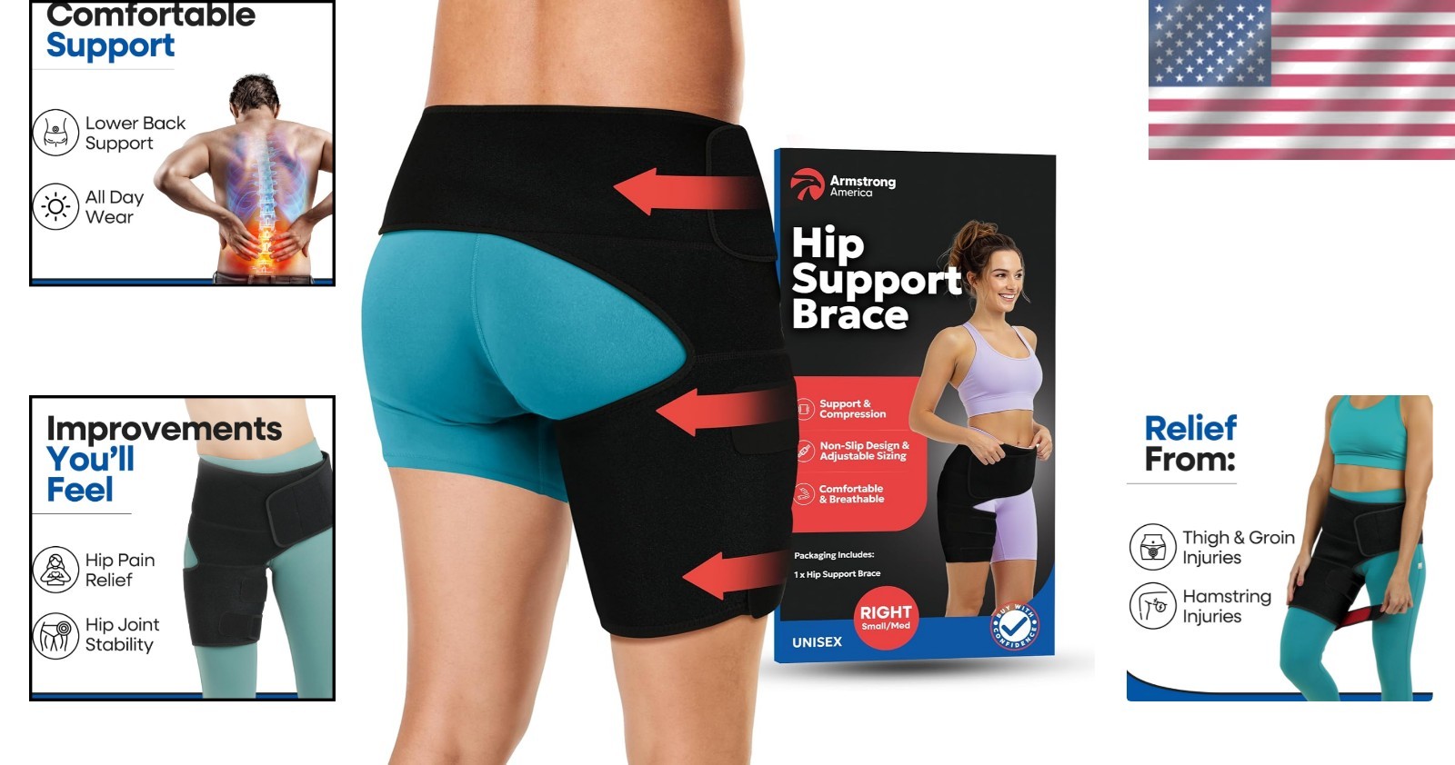 Hip Brace Support Compression Wrap for Sciatica Groin Strain Pain Relief