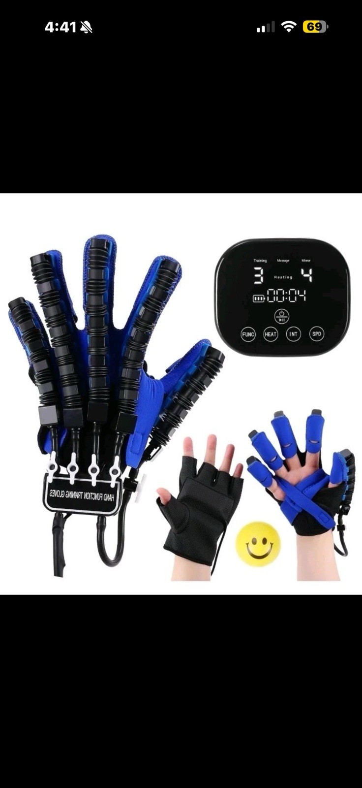Rehab Robot Glove Stroke Recovery Left Hand Large Heated Massage Mirror Training