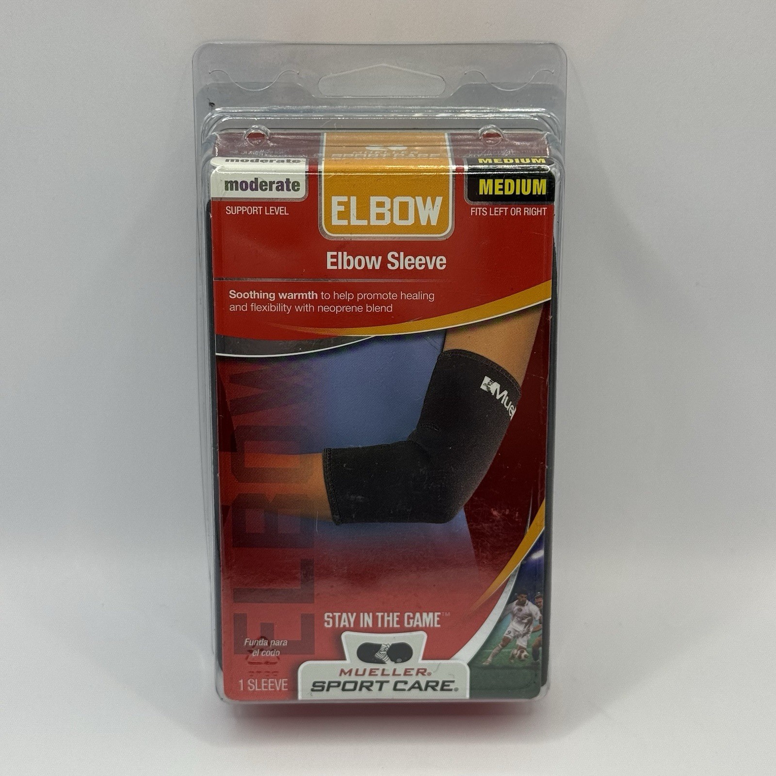 Mueller Sports Care Elbow Sleeve Size Medium Right or Left 1 Piece Black NEW