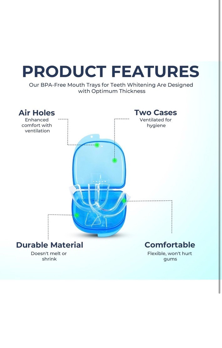 Bandejas de dientes moldeables para blanquear – 4 bandejas con 2 fundas – Compat
