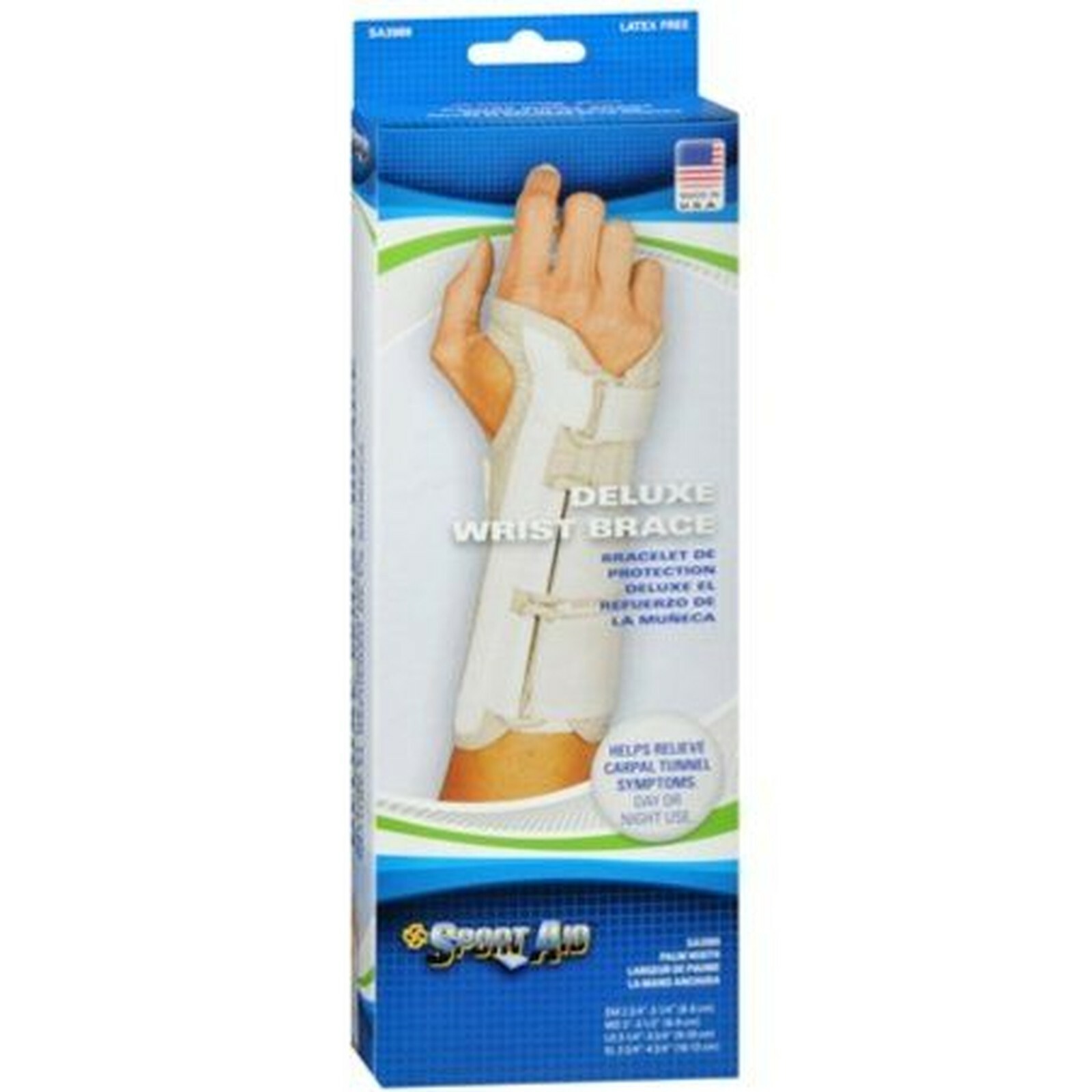 SPORT AID LEFT LARGE DELUXE WRIST BRACE SA 3989 – LATEX FREE
