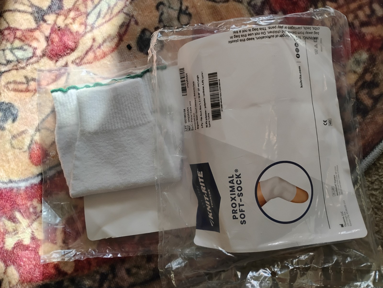 Prosthetic Sock Green Edge 3 Ply 100% Cotton 5 Pair