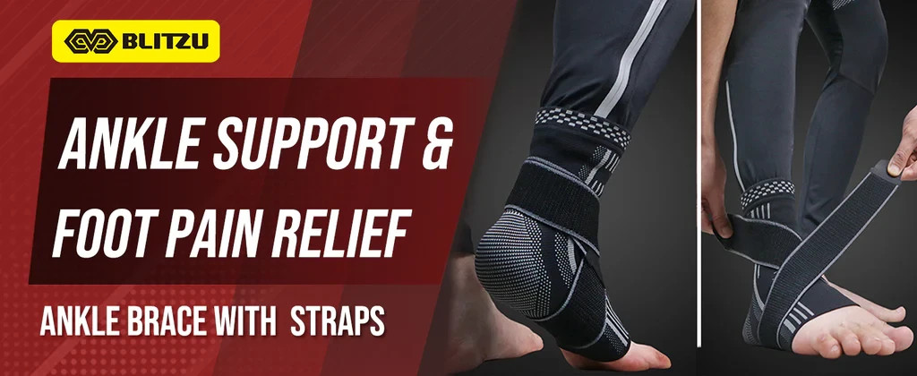 Blitzu Ankle Compression Sleeve Size Large Support Brace for Pain Relief & Sport