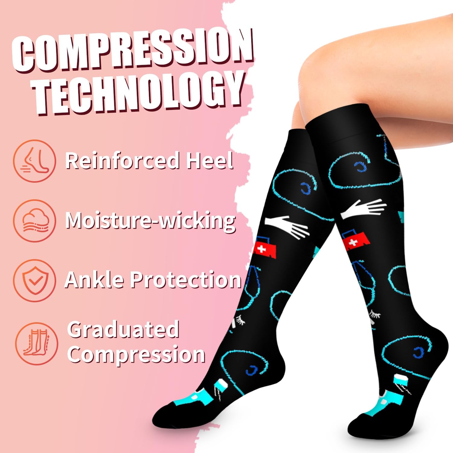 Bluemaple Compression Socks for Women & Men Large-X-Large, A-collocation03