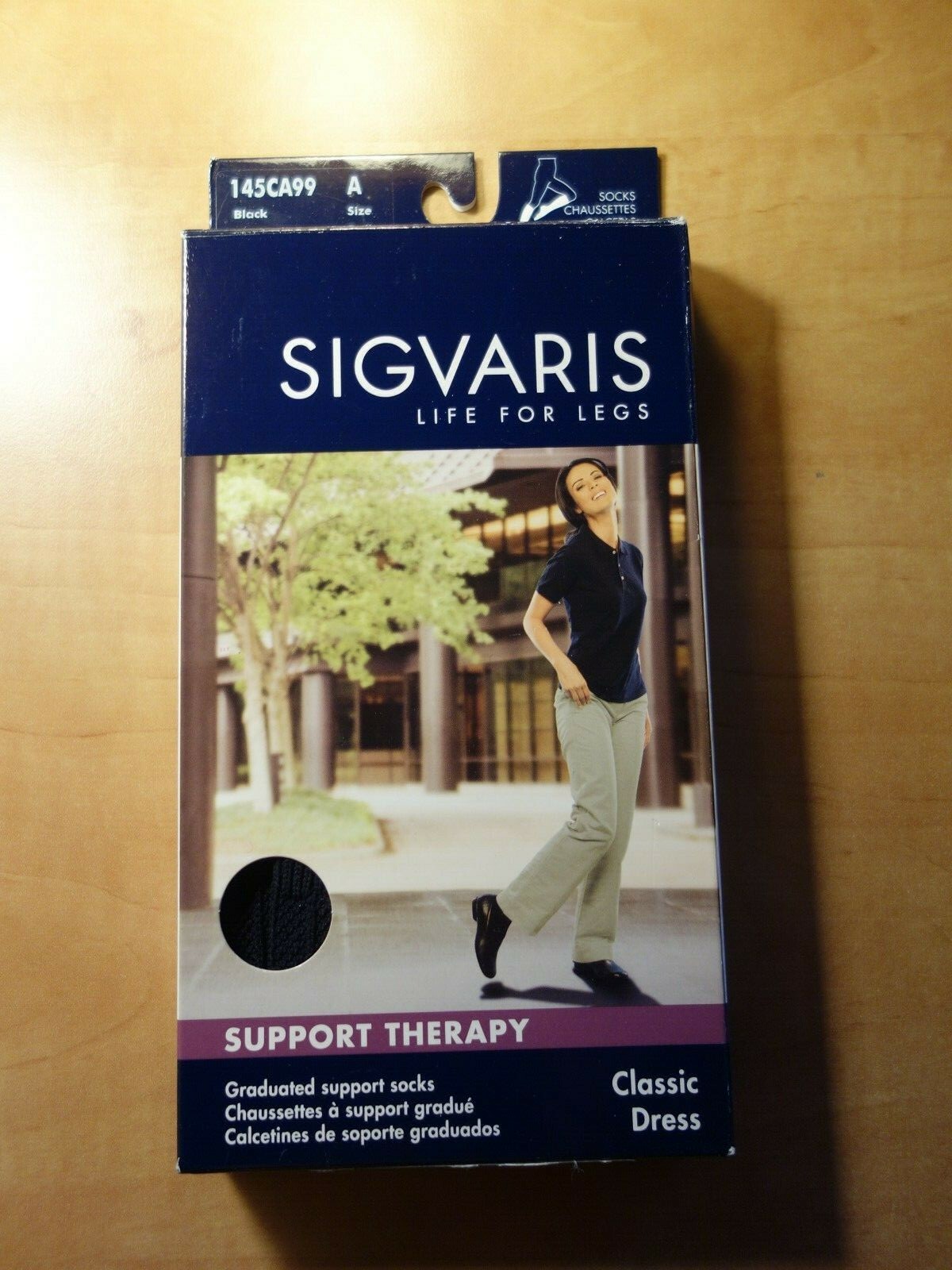 SIGVARIS GRADUATED SUPPORT SOCKS, Color BLACK, Size A (5-7), NEW!