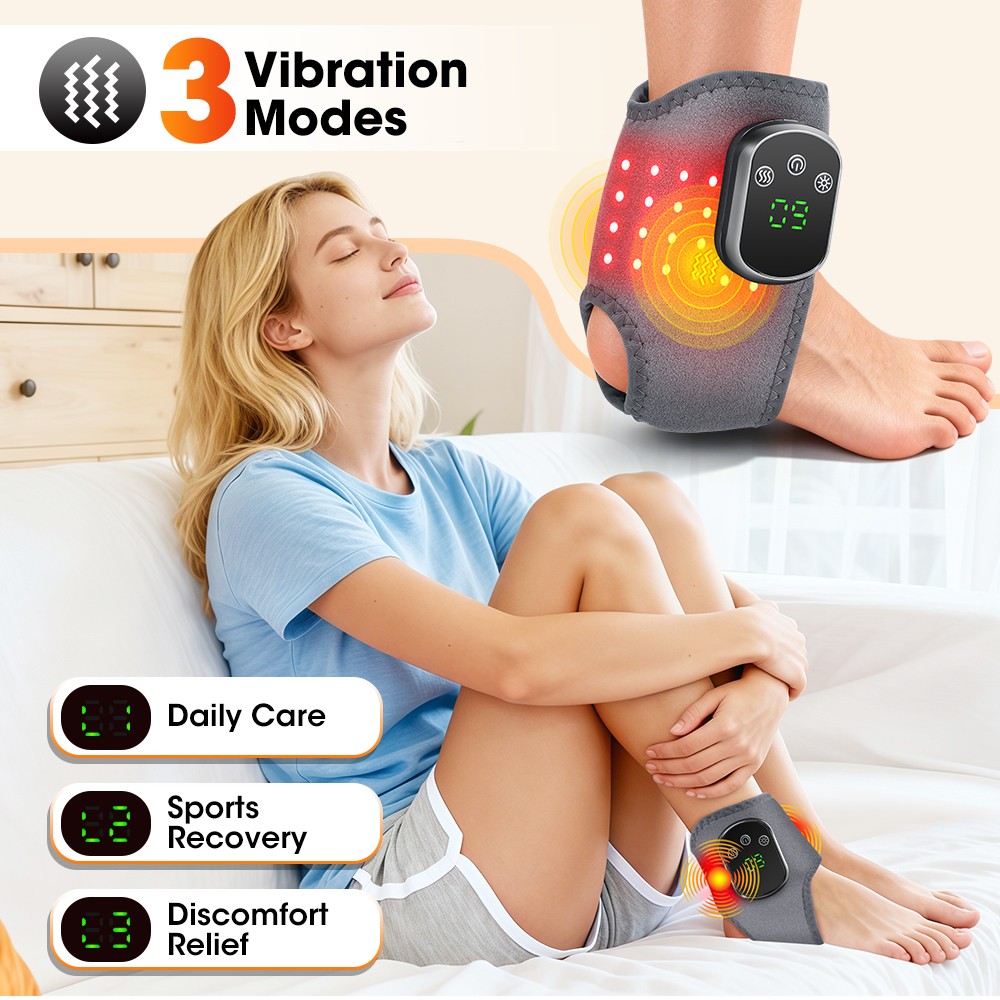 2Pcs Red Light Therapy Ankle Massager Pain Relief 3 Vibration Modes 5 Heat Level