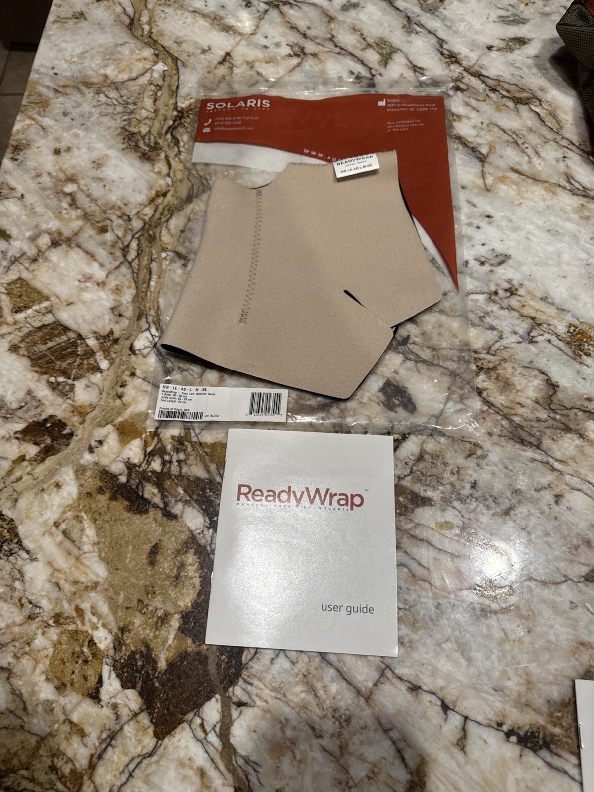 Solaris Ready Wrap Compression Foot wrap Size Medium Left Foot Beige New