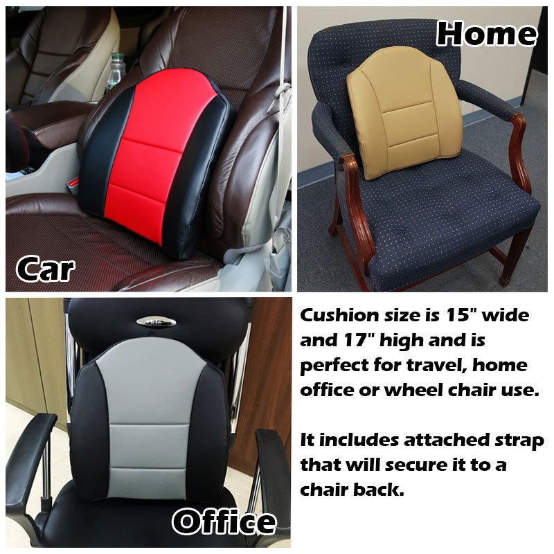IGGEE 15″X17″ S.LEATHER LUMBAR SUPPORT BACK CUSHION ALL PURPOSE BLACK/YELLOW
