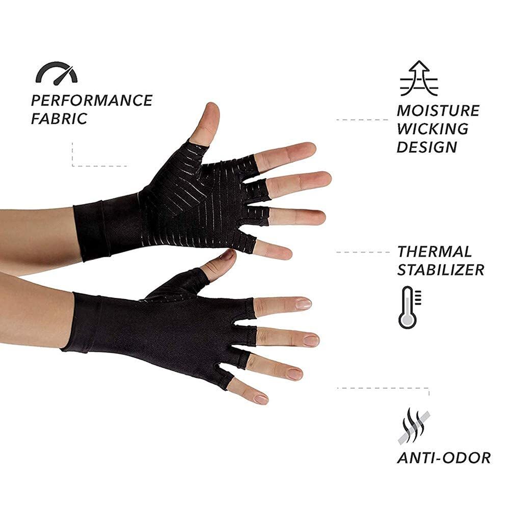 Copper Arthritis Compression Gloves Carpal Tunnel Fingerless Glove for Men Women