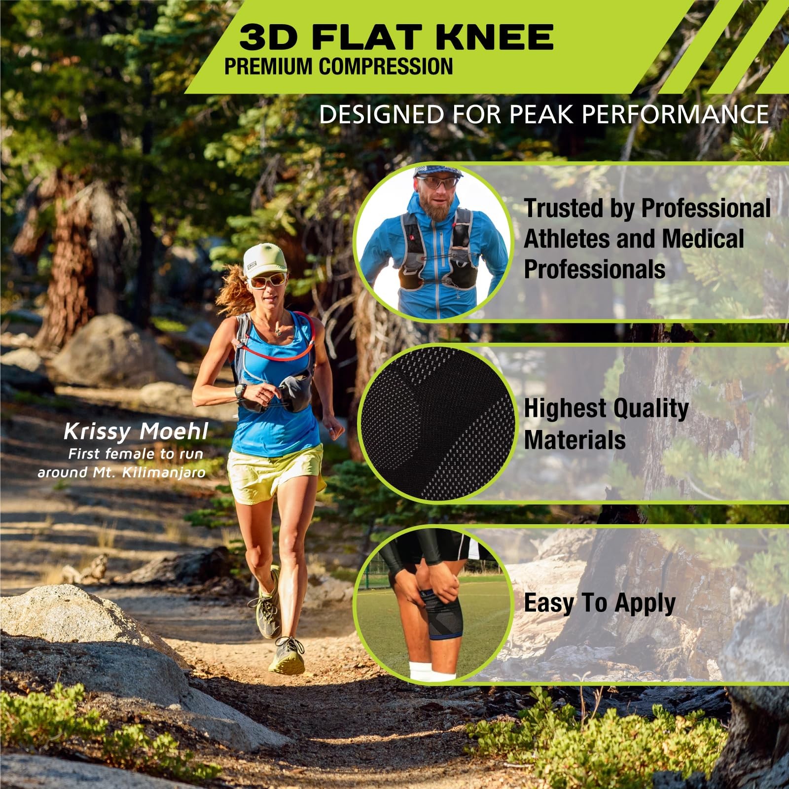 3D Flat Knee Support, Advanced Flat Knit Technology for Custom Fit, Breathabl…