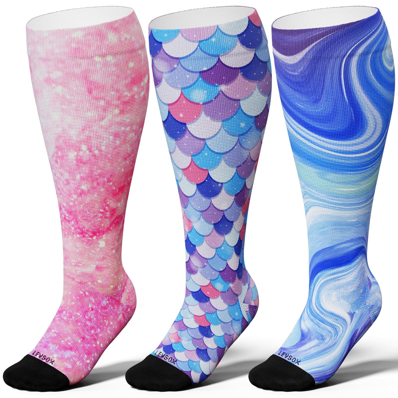 Wide Calf Compression Socks for Women Men Plus Size 15-20 mmHg Extra Large Kn…