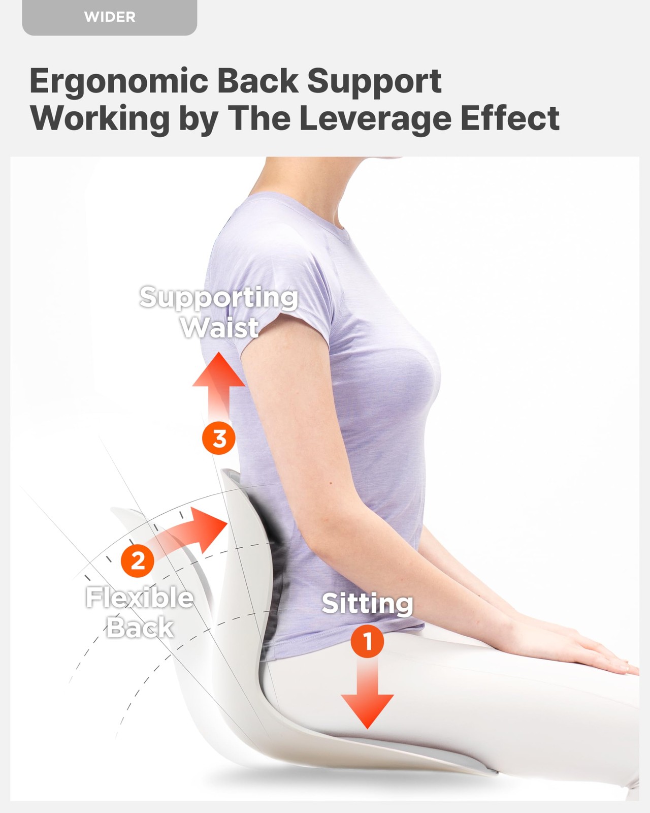 Curble Wider Ergonomic Desk Chair Seat Cushion, Everyday Passive Posture