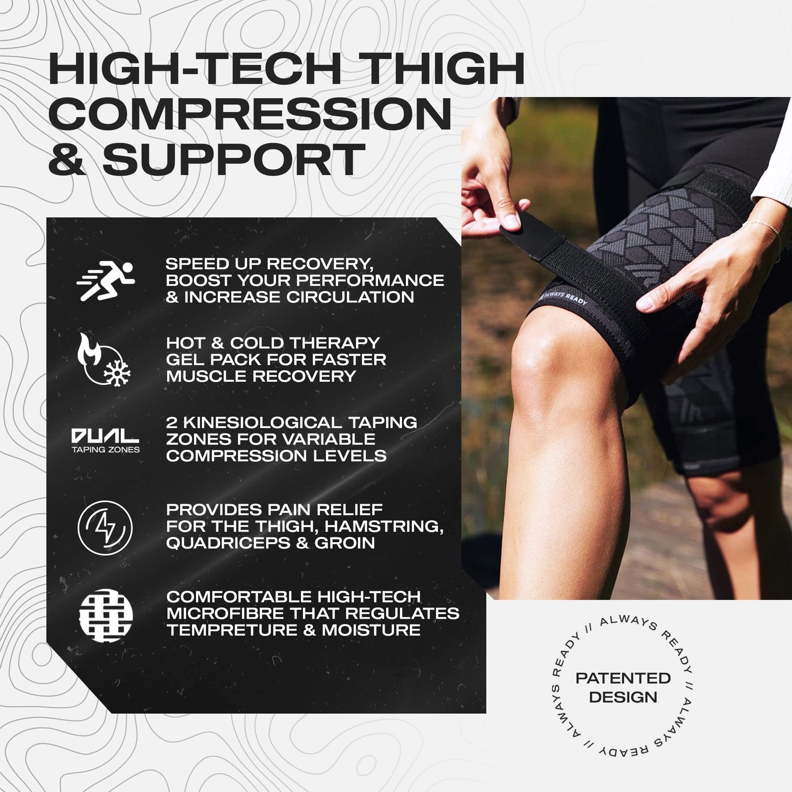, Thigh Compression Support Sleeve (2 Per Pack) with Hot & Cold Gel Pack for …