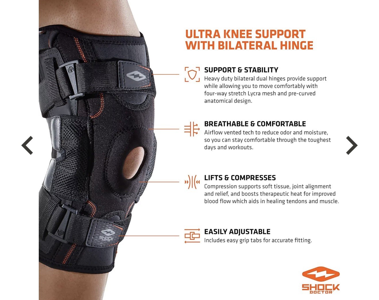 Shock Doctor 875 ultra knee brace with bilateral hinges size XXlarge