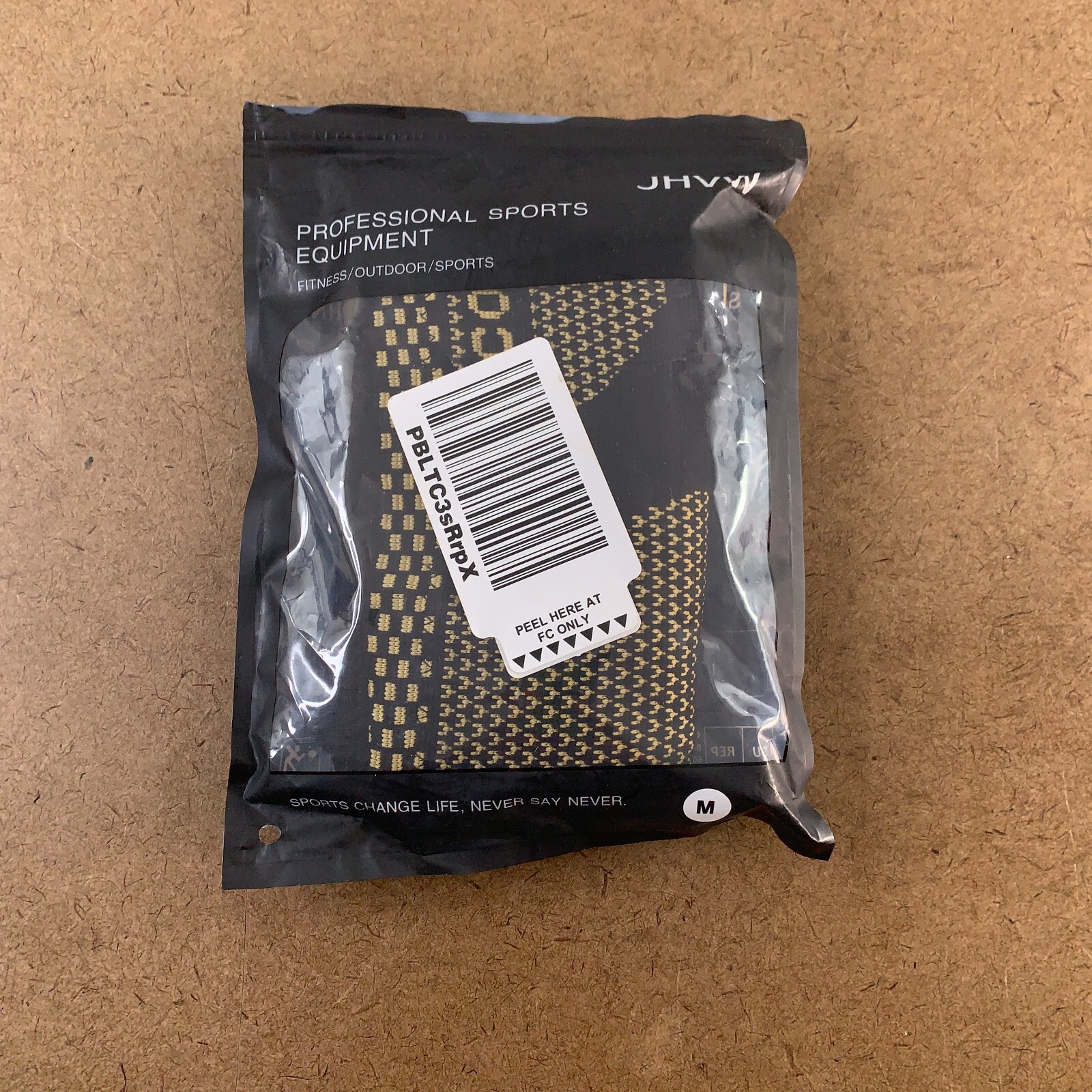 JHVW Adult Size Medium Black/Gold Copper Knee Compression Sleeve 1 Pair NWT