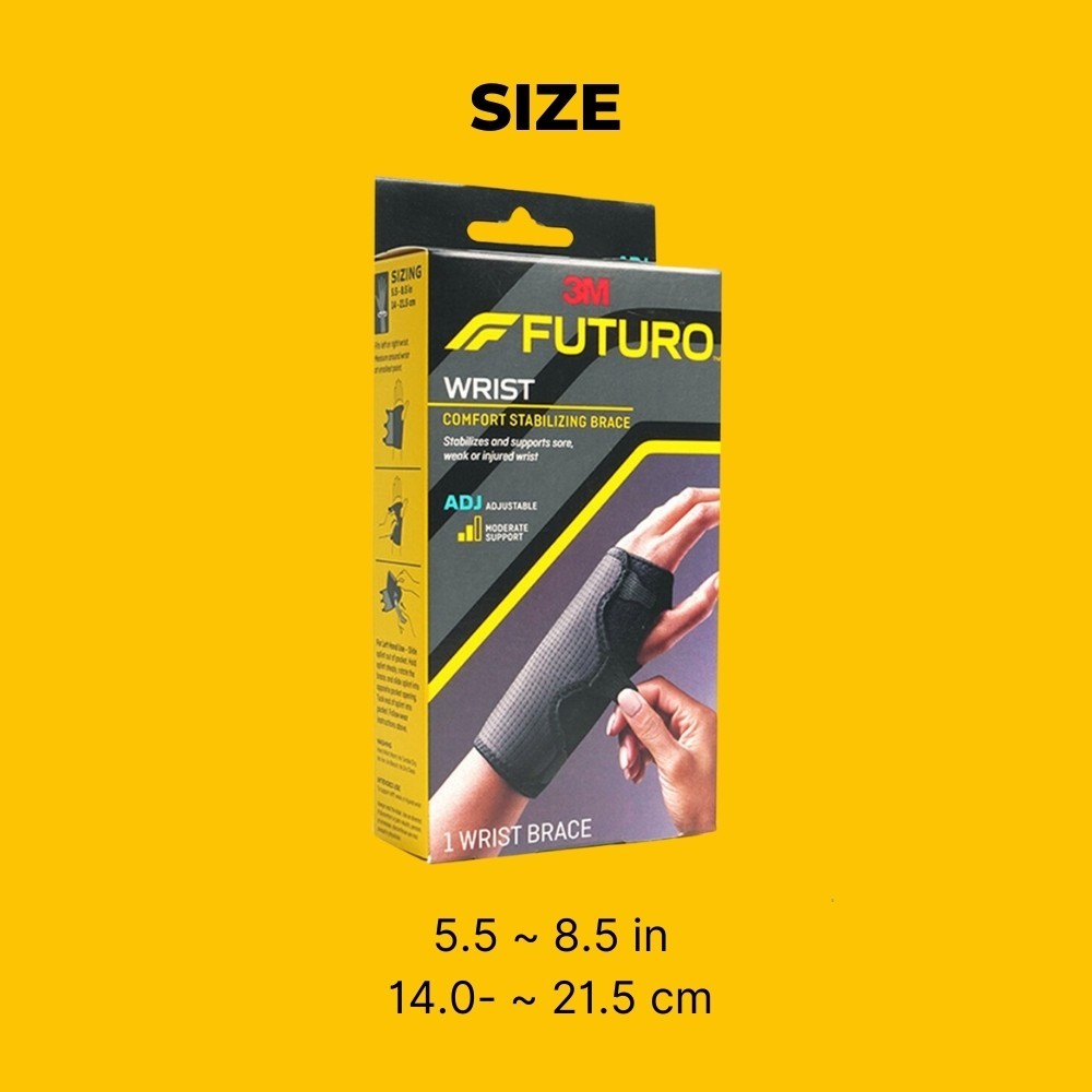 3M Futuro Adjustable Wrist Stabilizing Brace – Everyday Support, Black, 1ct