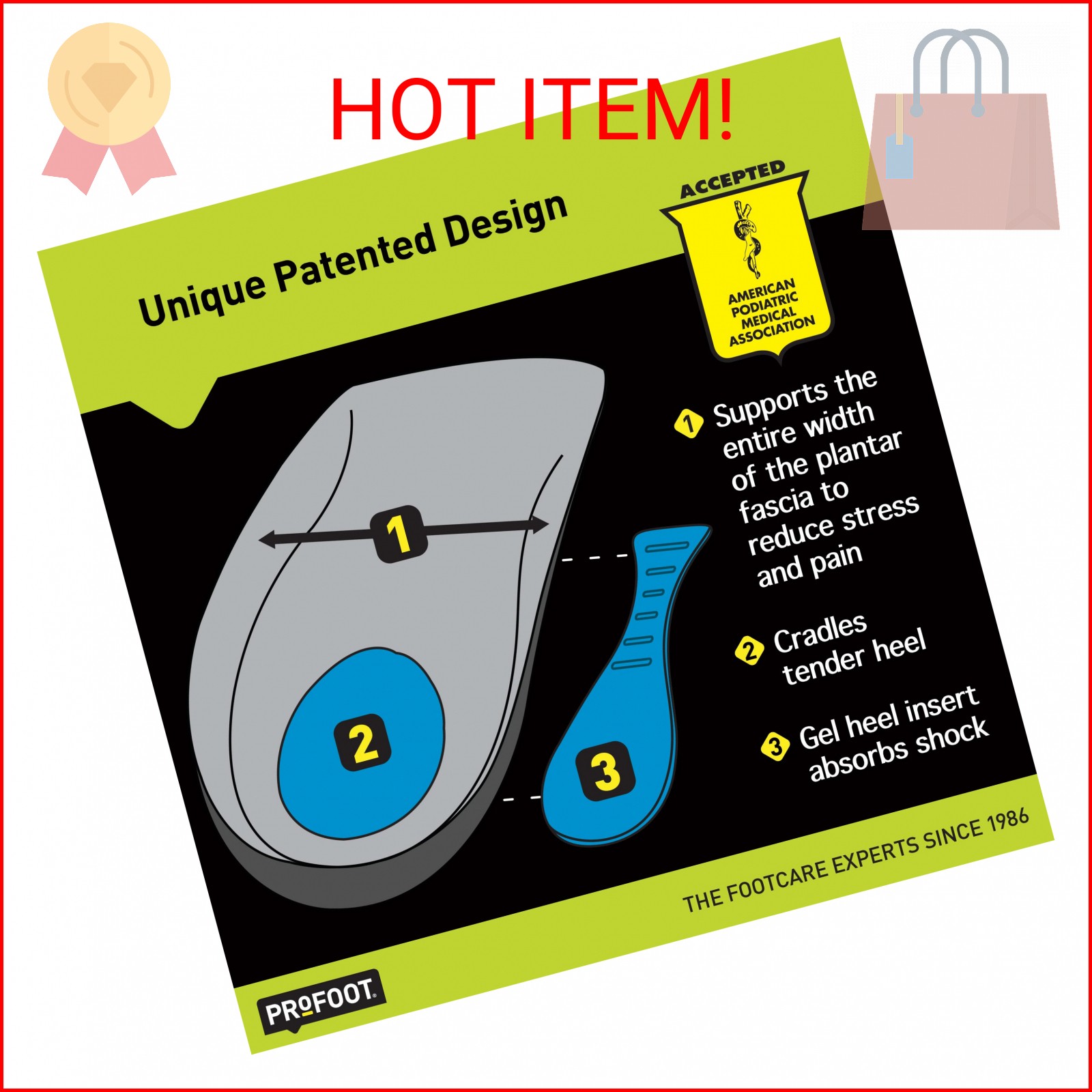 PROFOOT Plantar Fasciitis Orthotic Insoles for Men (Sizes 8-13) – Gel Shoe Inser