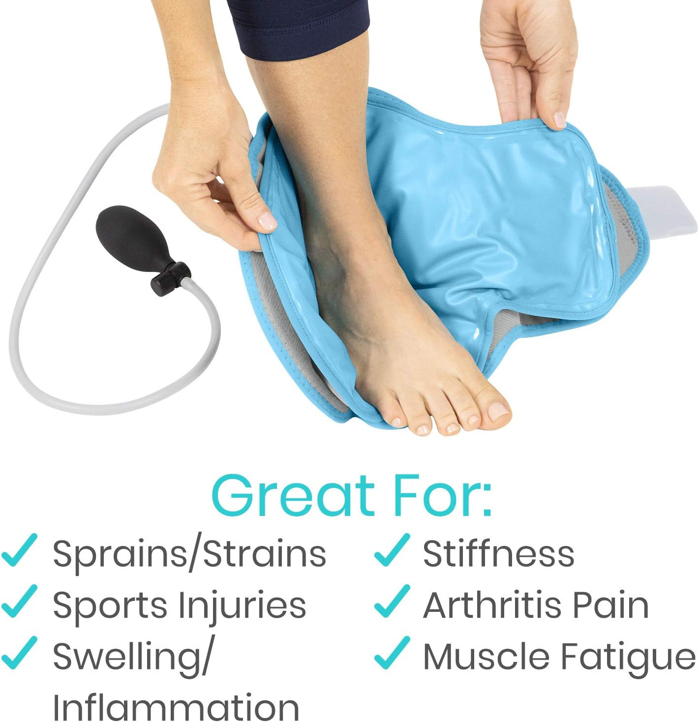 Vive Compression Ankle Ice Pack Wrap – Reusable Gel for Pain Relief