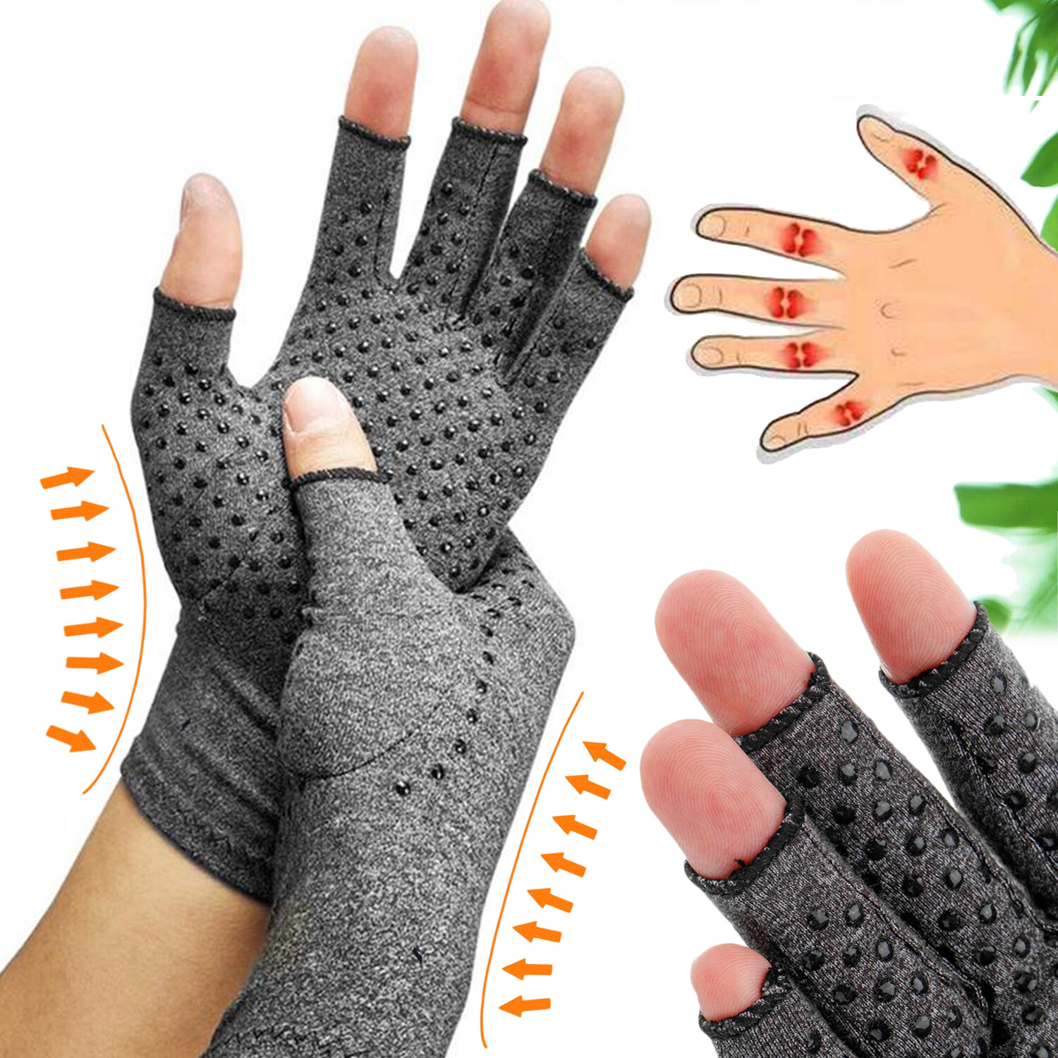 Arthritis Gloves Anti Slip Compression Open Finger Hand Gloves Joint Pain Relief
