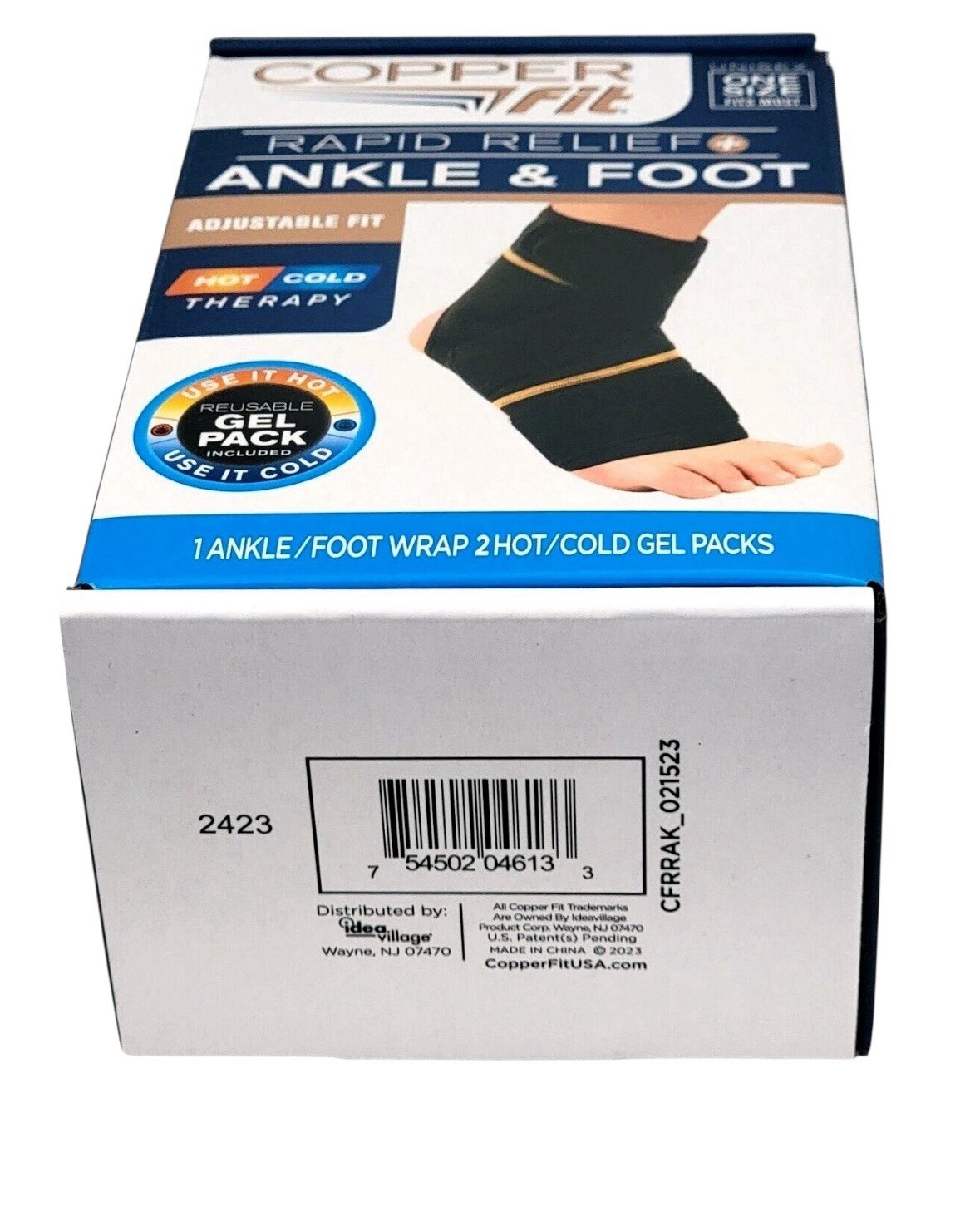COPPER FIT ANKLE & FOOT RAPID RELIEF UNISEX -ONE SIZE ADJUSTABLE FIT HOT/COLD