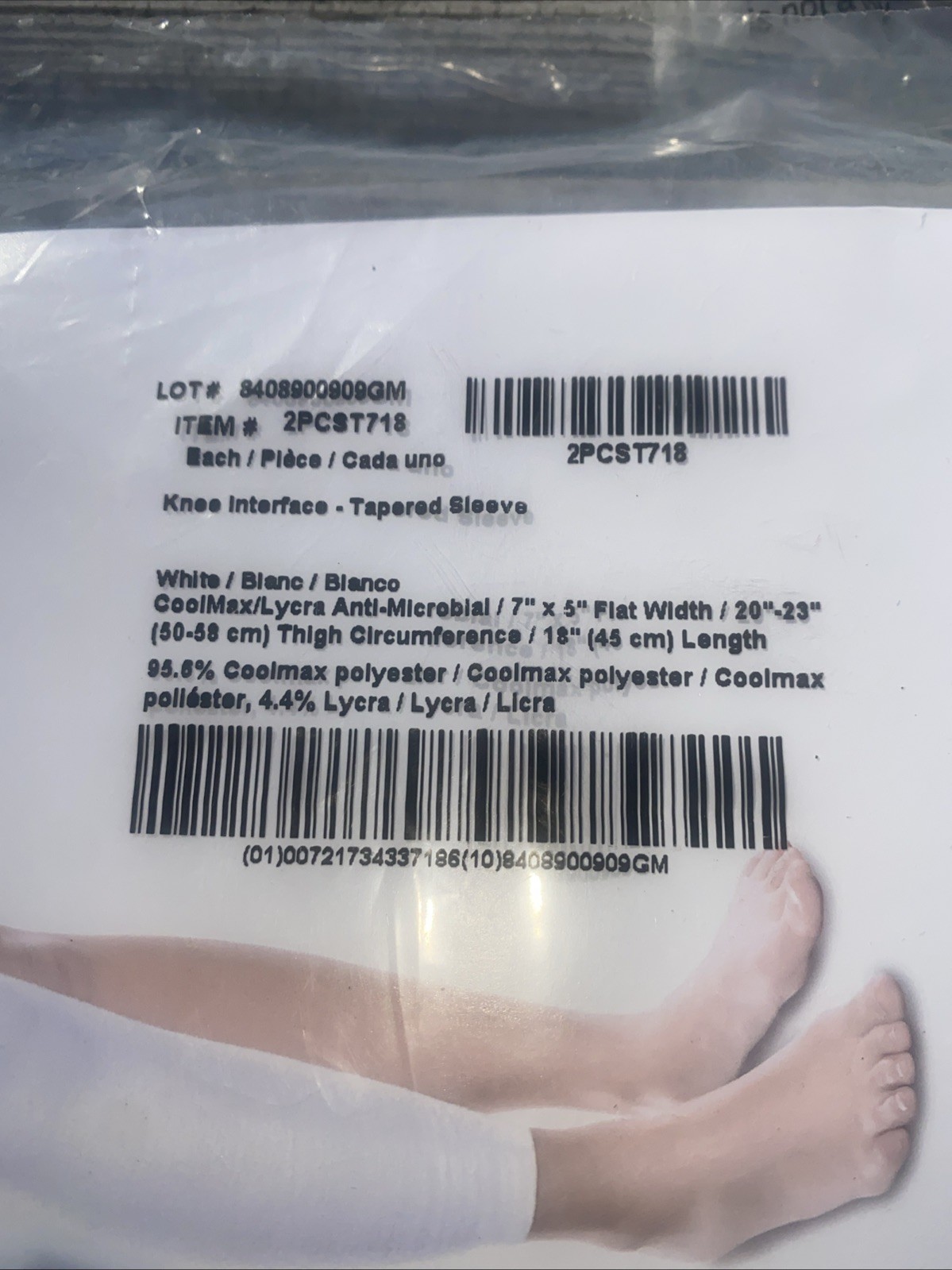 NEW Knit Rite Therafirm Knee Interface Sleeve X Static Black 7×18 2BCX718