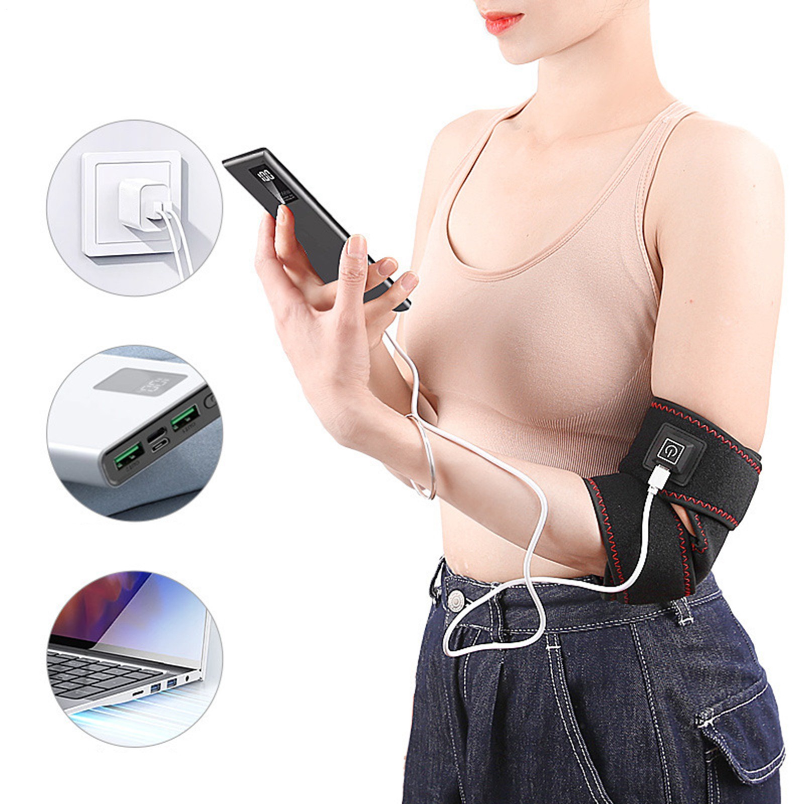 Heated Elbow Brace Fast Heating Body Wrap Heated Brace USB 3 Heat Levels dutiful