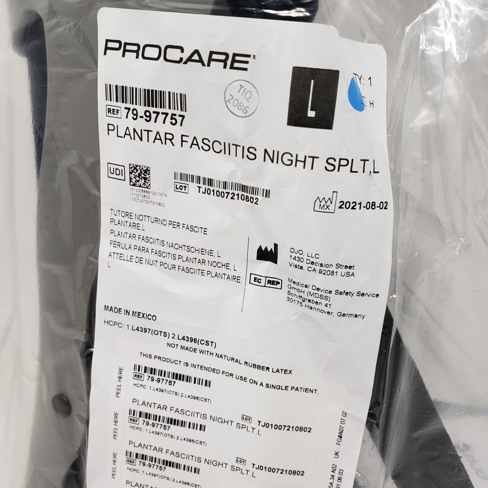 NEW ProCare Plantar Fasciitis Night Splint, Large (Sold as EA/1) – REF: 79-97757