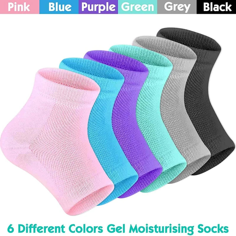 1 Pair Colorful Silicone Moisturizing Gel Heel Socks Feet Skin Care Cracked Dry