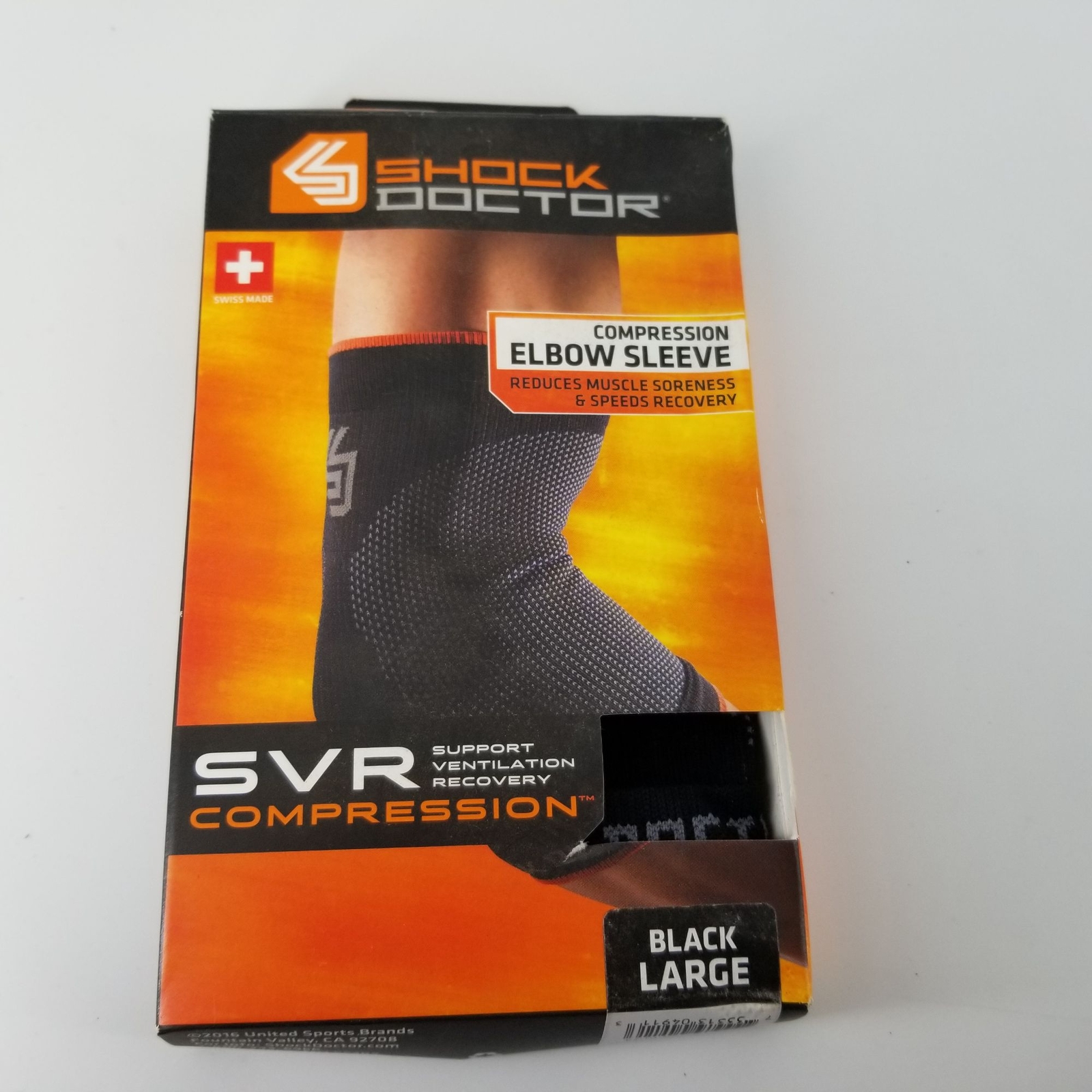 Shock Dr Elbow SVR Support Compression Sleeve L 10.25″ – 11.25″ Black Swiss NEW