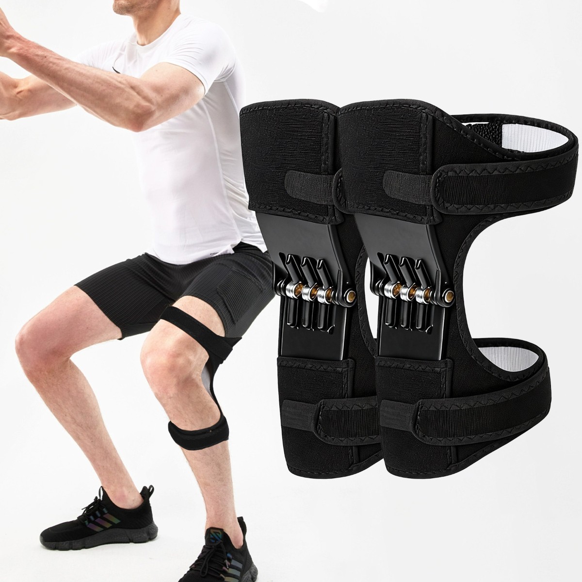 Knee Booster Spring Knee Strap Brace Breathable Non-Slip Knee Joint Support Pads