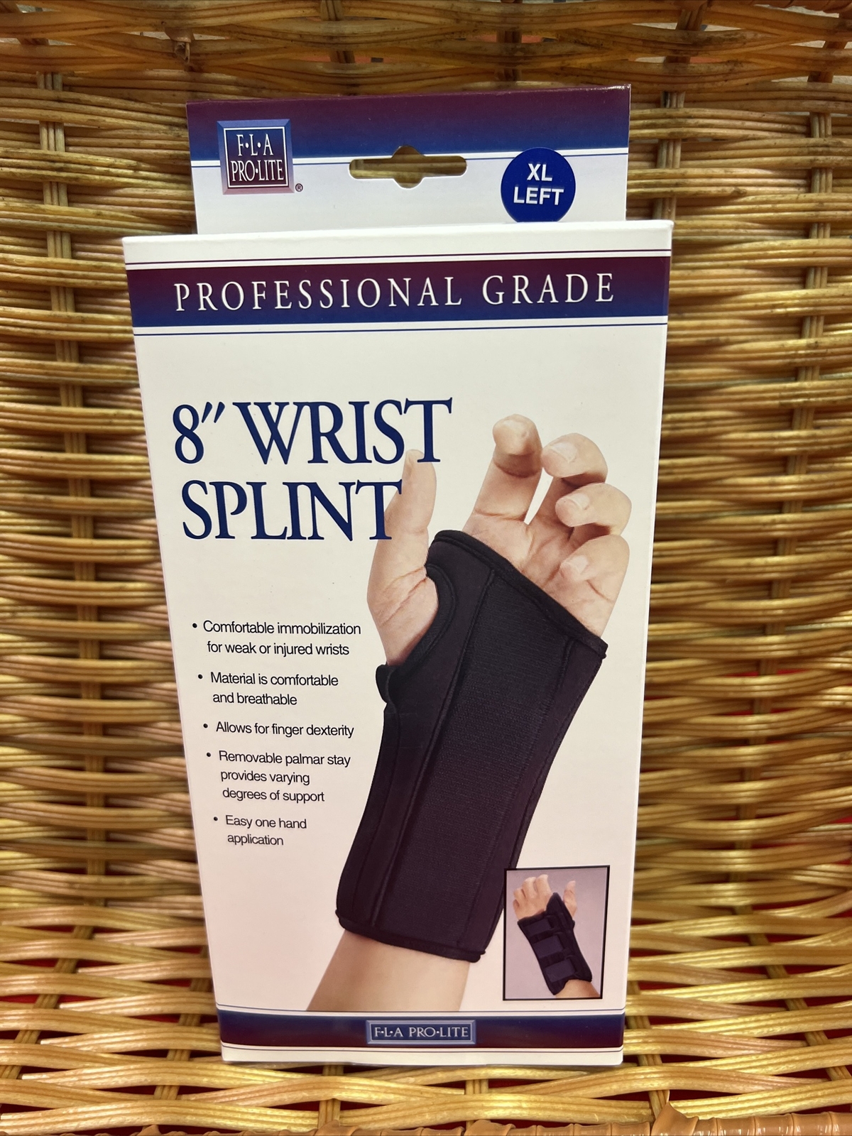 F-L-A Pro Lite 8″ Left Wrist Splint Brace Size XL Black New In Box