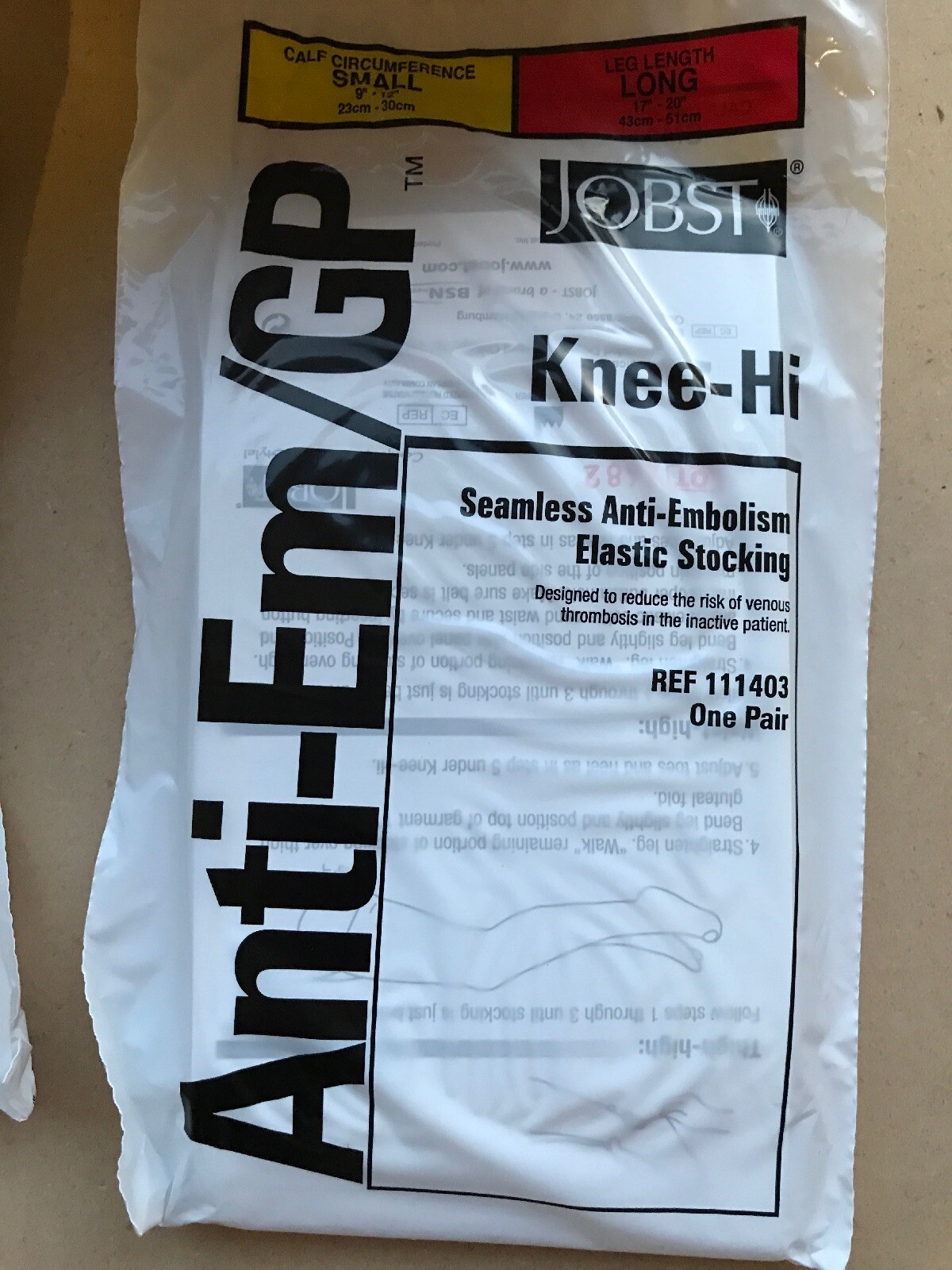 12 pairs Jobst Anti-Em Knee-Hi Small-Long ( toe- Yellow ) 111403