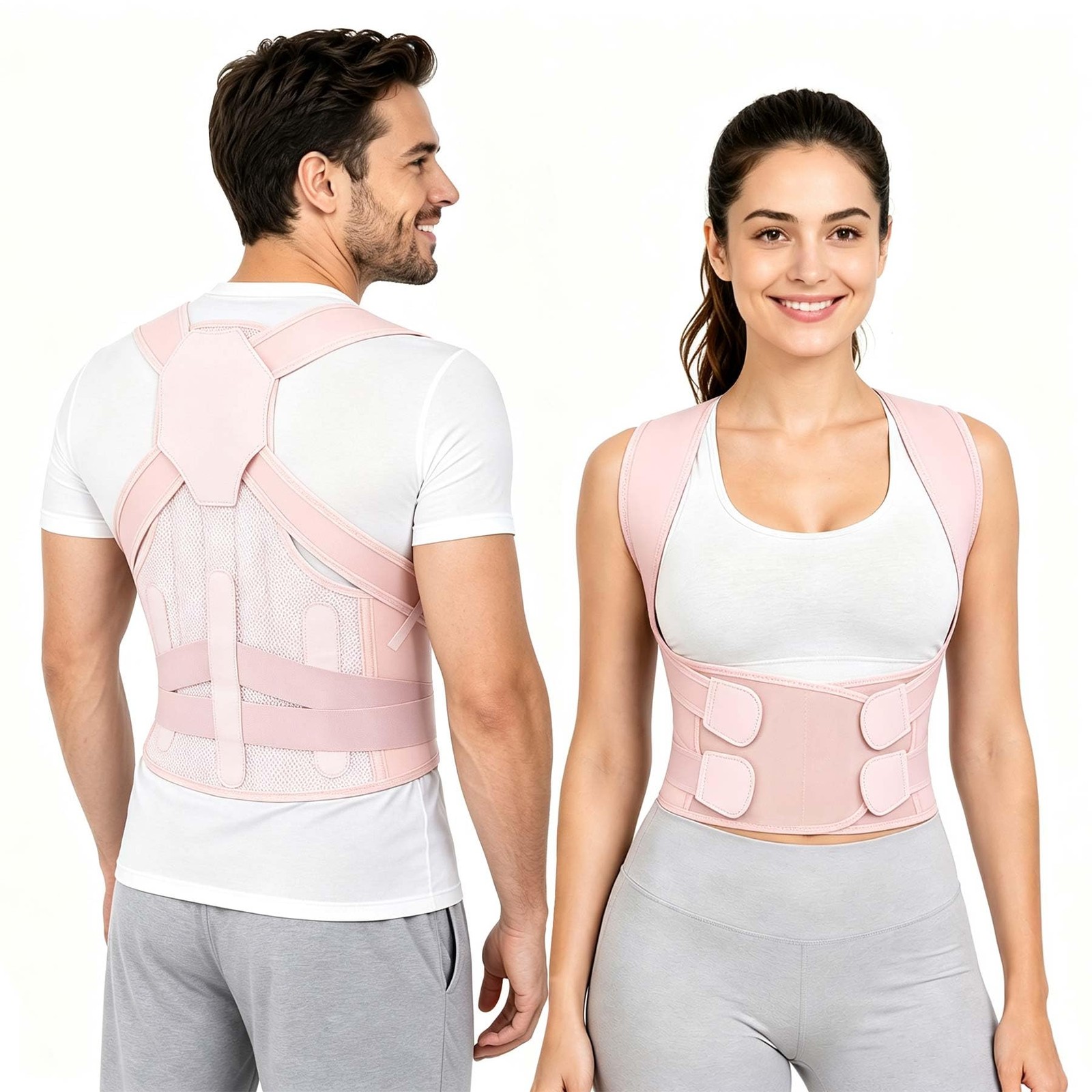 Cmipeob Posture Corrector for Women and Men, Adjustable Back Medium, Pink