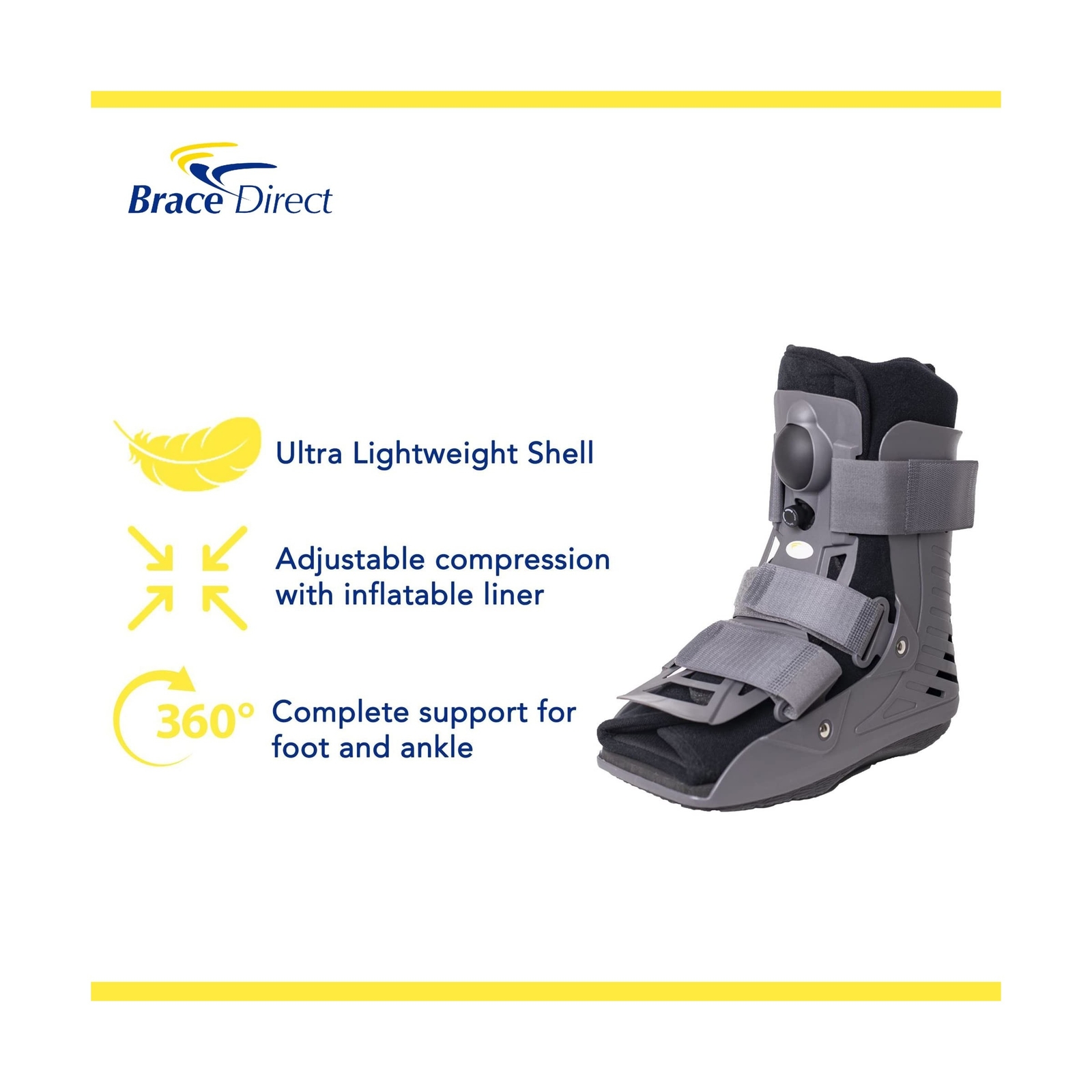 Brace Align Ultra Light Short Full Shell Walking Boot- Air Cast for Foot & An…