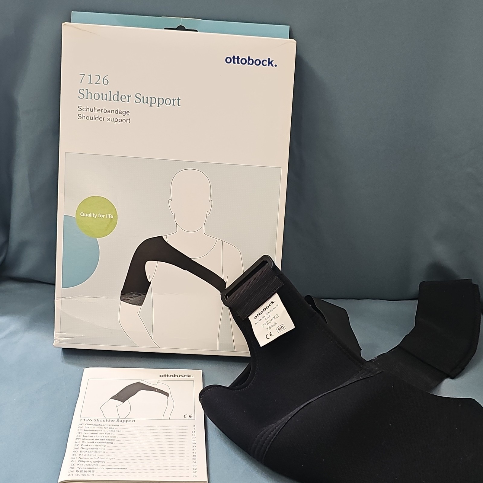 Ottobock 7126 Shoulder Support Brace XS Black Adjustable Neoprene CE