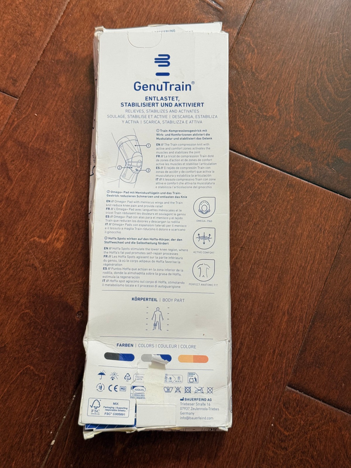 Bauerfeind GenuTrain Knee Support – Size 5 C- BLACK – Open Box- Ugly Box
